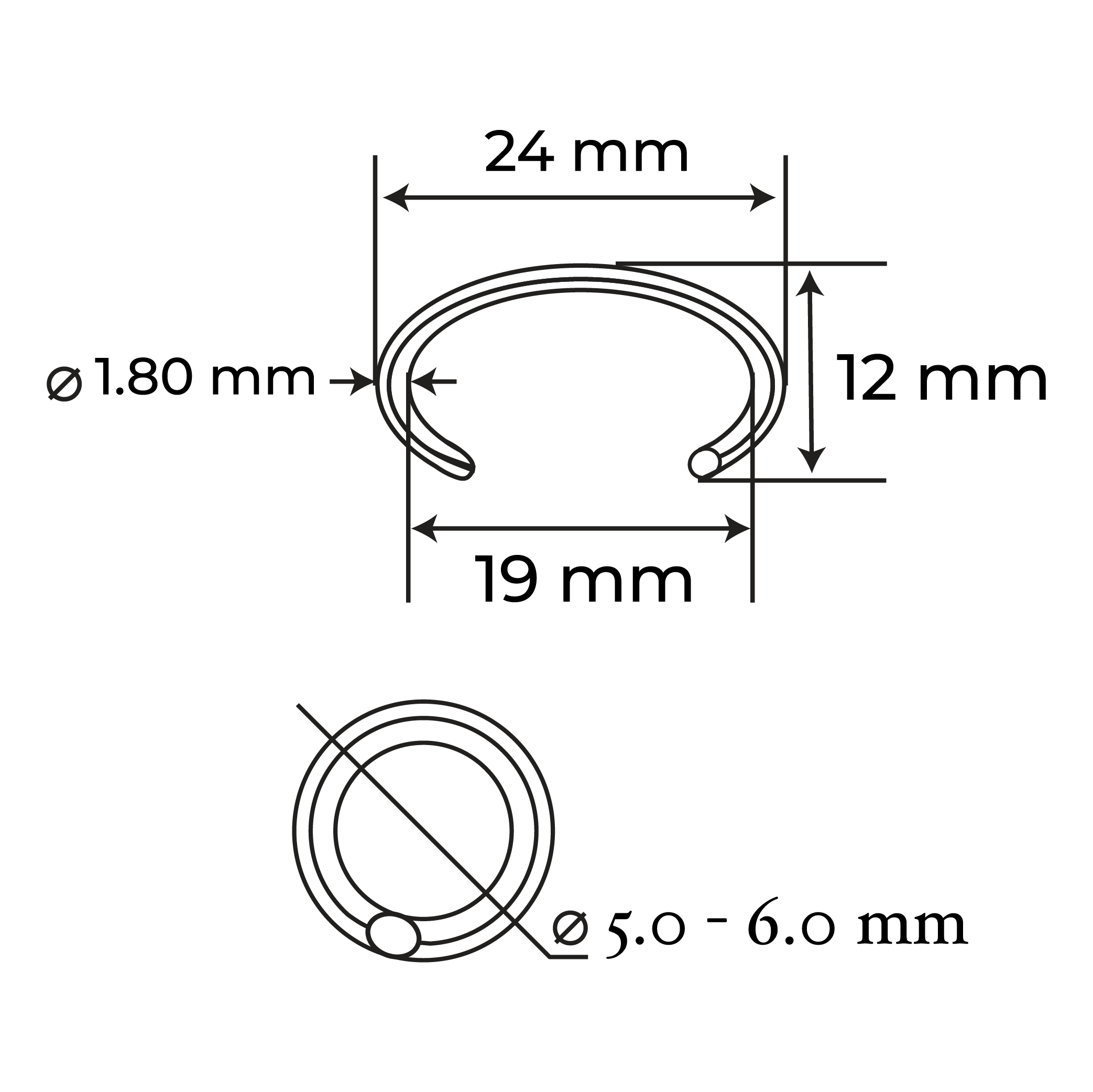 C-Ring con punta calibre 1.8