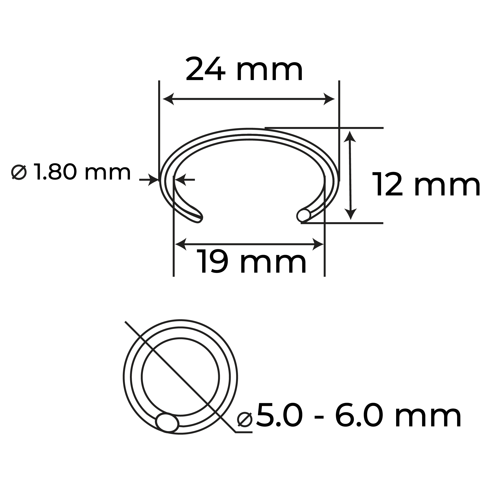 C-Ring sin punta calibre 1.8